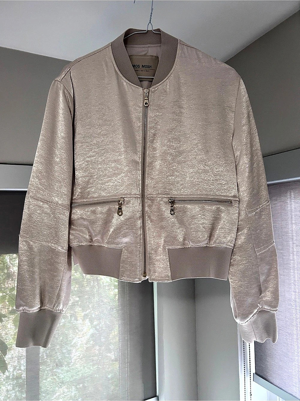 MOS MOSH Sateen Light Jacket Shiny Beige Size Small